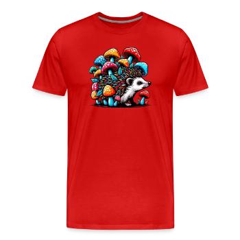 Riccio con Fungo Funghi Mushroom Mushrooms - Men's Premium Organic T-Shirt - red - Front - Damien (186cm)