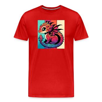 Drache - Männer Premium Bio T-Shirt - Rot - Vorne - Damien (186cm)