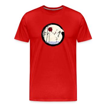 Grue japonaise - T-shirt bio Premium Homme - rouge - Devant - Damien (186cm)