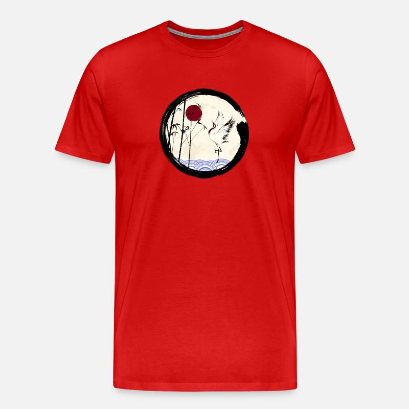 Japanischer Kranich - Männer Premium Bio T-Shirt - Rot