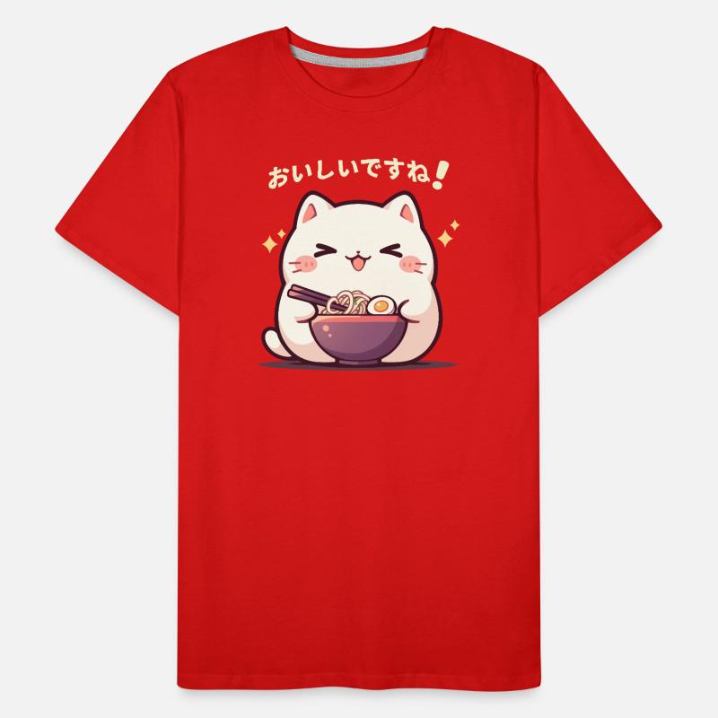 Cat eating Ramen Men's Premium Organic T-Shirt