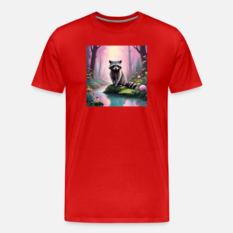 Waschbär - Männer Premium Bio T-Shirt - Rot