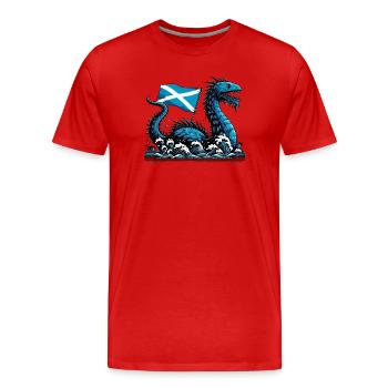 Scotland Loch Ness Monster - Men's Premium Organic T-Shirt - red - Front - Damien (186cm)