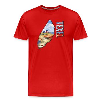 Watercolour map of Texel - Men's Premium Organic T-Shirt - red - Front - Damien (186cm)