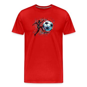 dynamic soccer player playing soccer - Men's Premium Organic T-Shirt - red - Front - Damien (186cm)