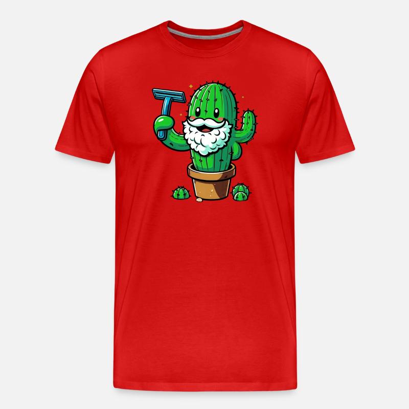 Cactus rasiert sich den Bart - Männer Premium Bio T-Shirt - Rot