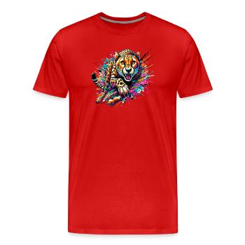 Guépard - T-shirt bio Premium Homme - rouge - Devant - Damien (186cm)