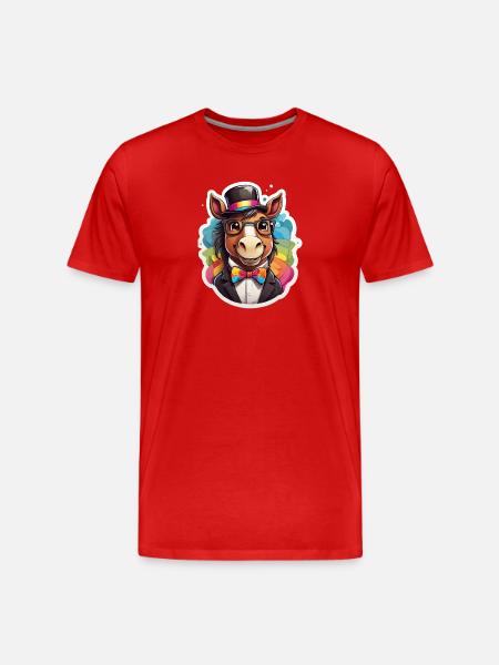 Rainbow Donkey Gentleman - Men's Premium Organic T-Shirt - red