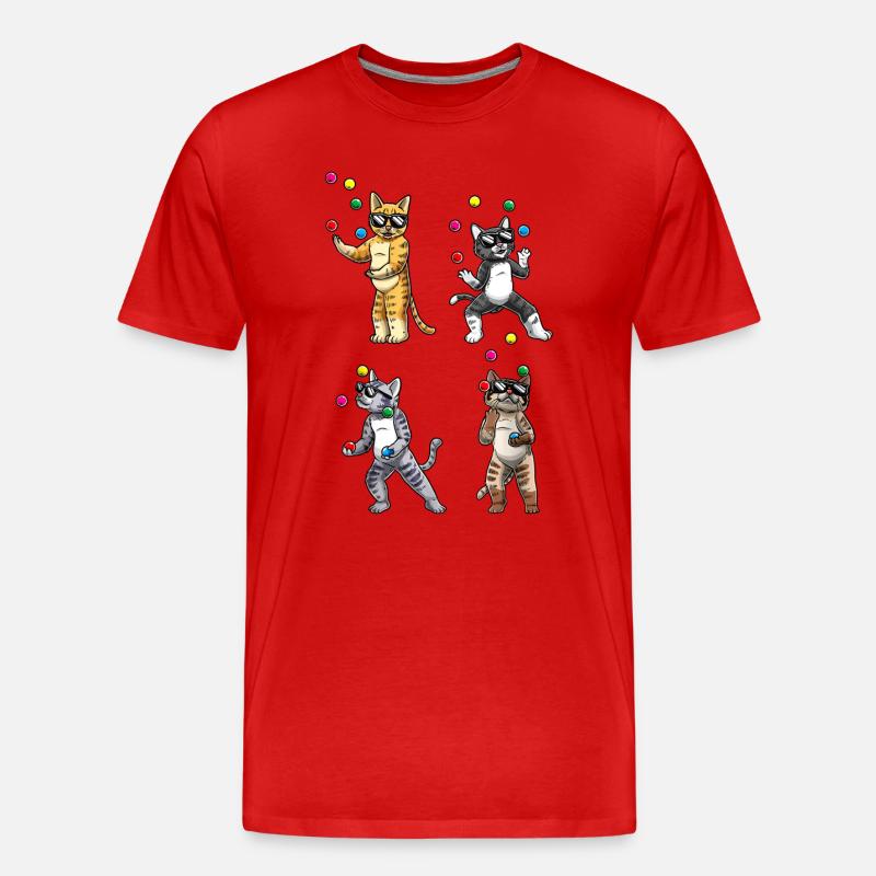 Jonglierende Sonnenbrille Cats Quartett - Männer Premium Bio T-Shirt - Rot