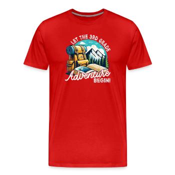 Third Grade Adventure Begins - Men's Premium Organic T-Shirt - red - Front - Damien (186cm)