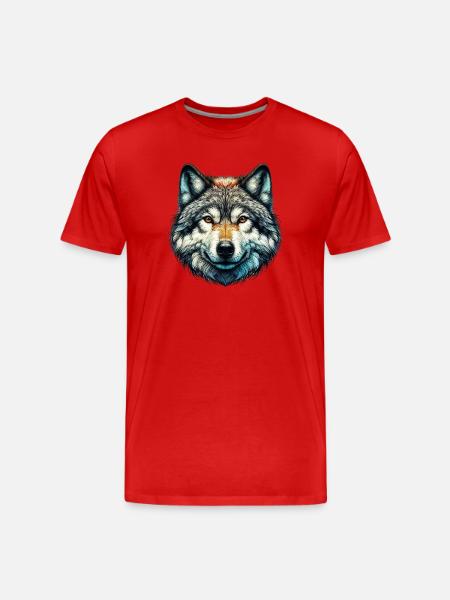 Wolf - Men's Premium Organic T-Shirt - red