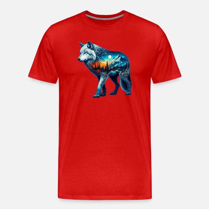 Wolf - Men's Premium Organic T-Shirt - red