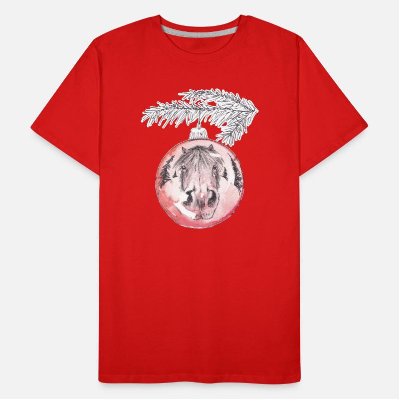 Weihnachtskugel Merry Christmas rot Pferd Männer Premium Bio T-Shirt