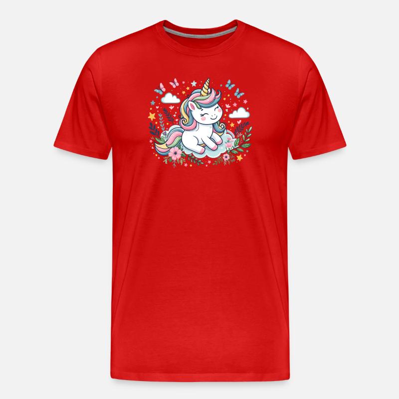 Niedliches Einhorn - Männer Premium Bio T-Shirt - Rot