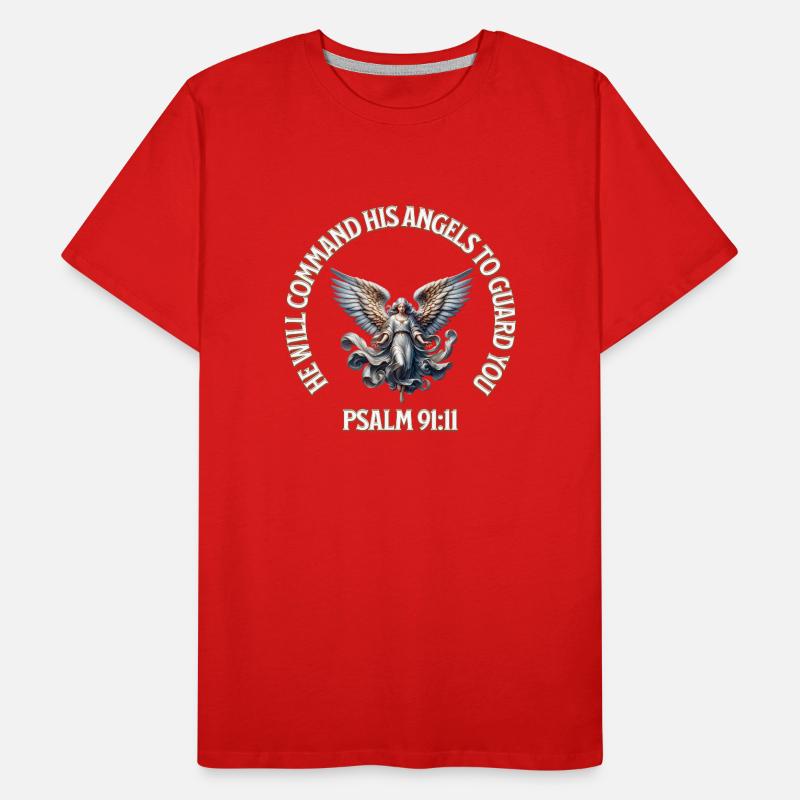 Ange Céleste Psaume 91:11 Design T-shirt bio Premium Homme