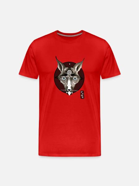 Mystischer Kojote - Männer Premium Bio T-Shirt - Rot