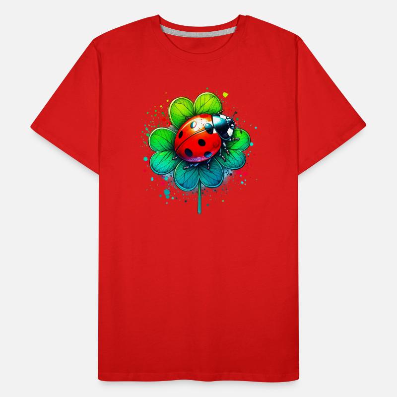 Ladybug on a four-leaf clover Men's Premium Organic T-Shirt