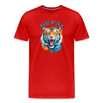 Tigre Du Népal - T-shirt bio Premium Homme - rouge - Devant - Damien (186cm)