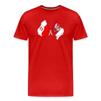 Flag of Poland, Greater Poland crossed - Men's Premium Organic T-Shirt - red - Front - Damien (186cm)