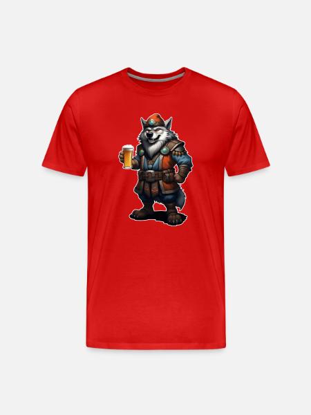 Wolf Beer - Men's Premium Organic T-Shirt - red