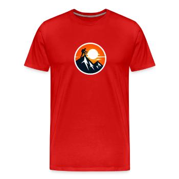 Bei Sonnenuntergang auf den Gipfel klettern - Männer Premium Bio T-Shirt - Rot - Vorne - Damien (186cm)