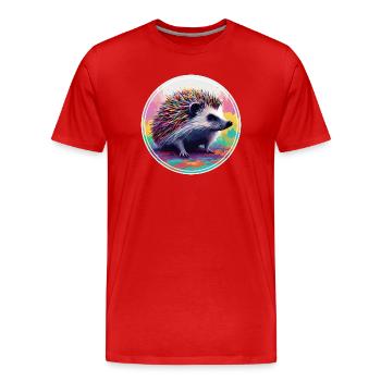 Farbenfrohe digitale Kunst - Igel - Männer Premium Bio T-Shirt - Rot - Vorne - Damien (186cm)