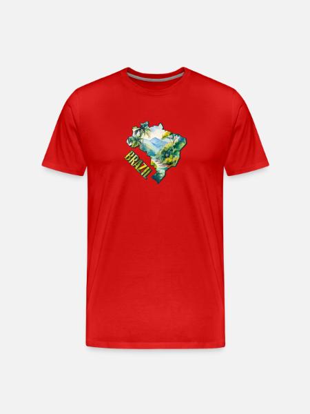 Carte à l’aquarelle Brésil - T-shirt bio Premium Homme - rouge