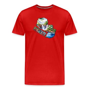 Aquarell Landkarte Paraguay - Männer Premium Bio T-Shirt - Rot - Vorne - Damien (186cm)
