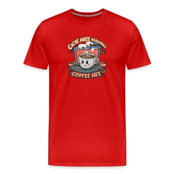 Coffee Hit Cache Miss - Men's Premium Organic T-Shirt - red - Front - Damien (186cm)