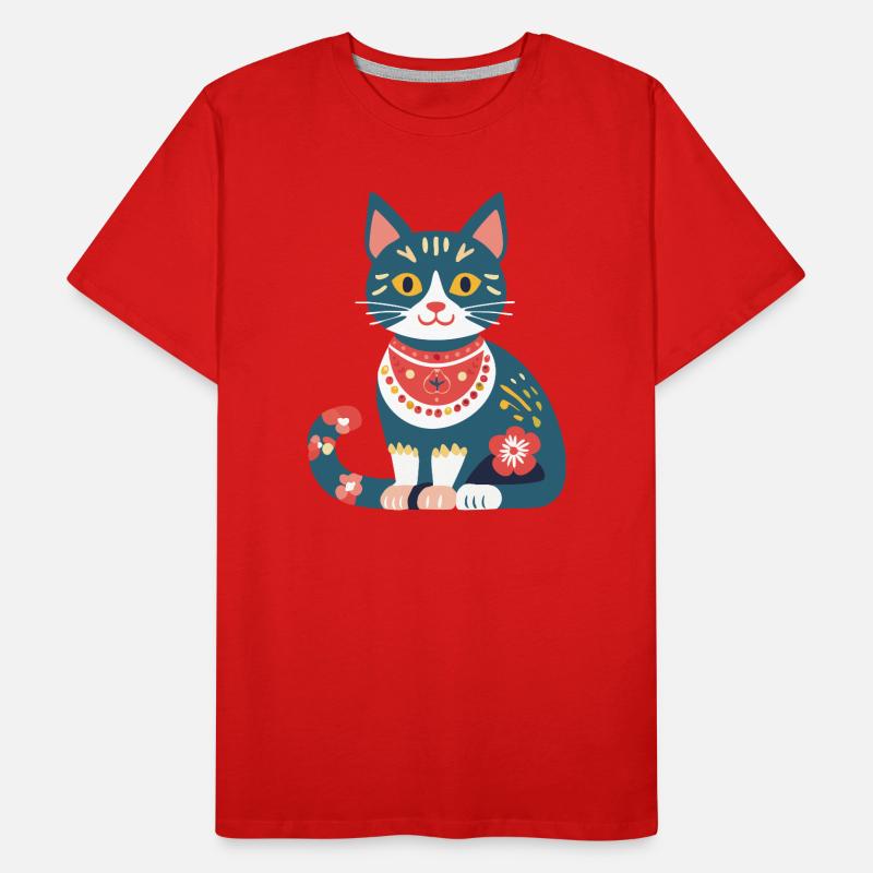 cute folklore cat Men's Premium Organic T-Shirt