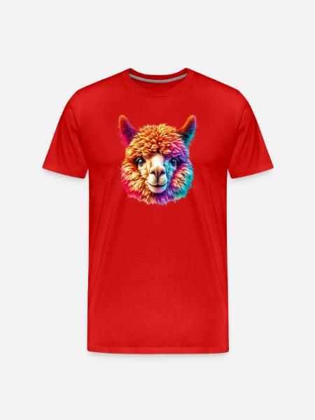 Alpaka - Männer Premium Bio T-Shirt - Rot