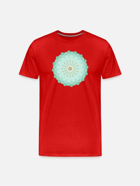 Mint Green & Gold Flower - Men's Premium Organic T-Shirt - red