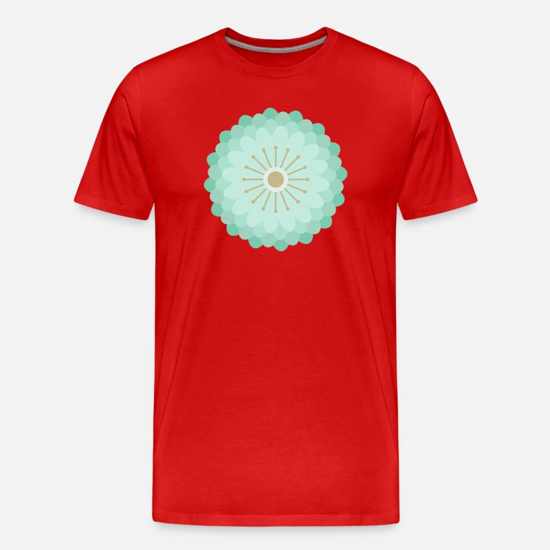 Vert menthe et fleur dorée - T-shirt bio Premium Homme - rouge