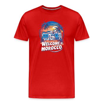 Bienvenue au Village Marocain - T-shirt bio Premium Homme - rouge - Devant - Damien (186cm)