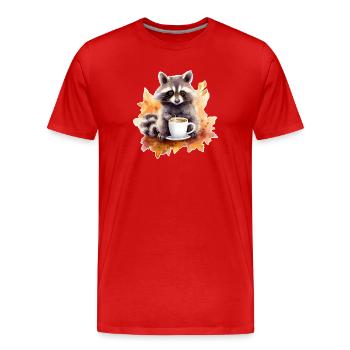 Automne raton laveur Café Cosy - T-shirt bio Premium Homme - rouge - Devant - Damien (186cm)