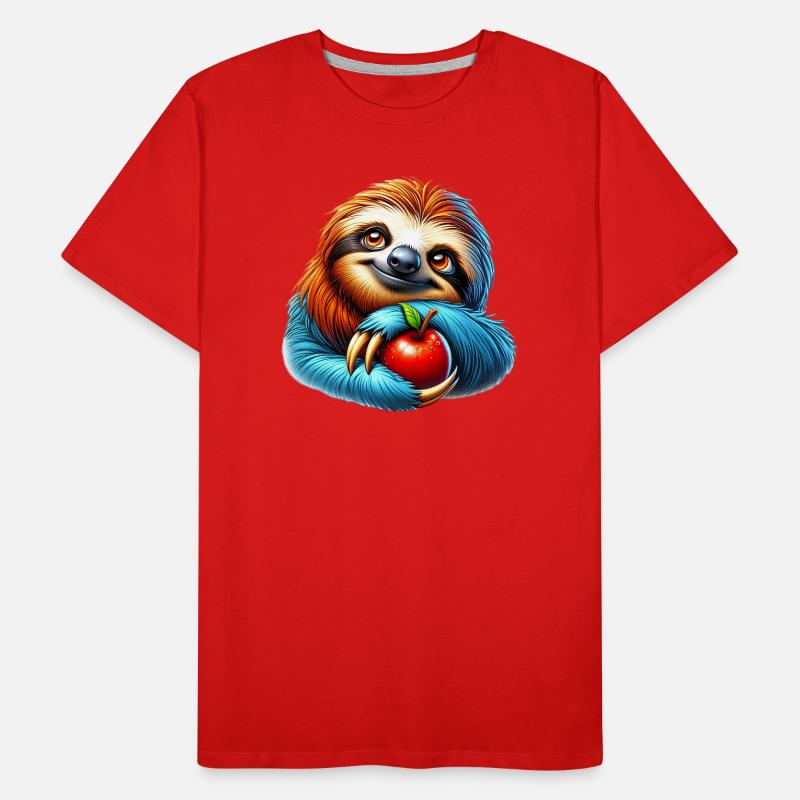 Sloth with a red apple Men's Premium Organic T-Shirt