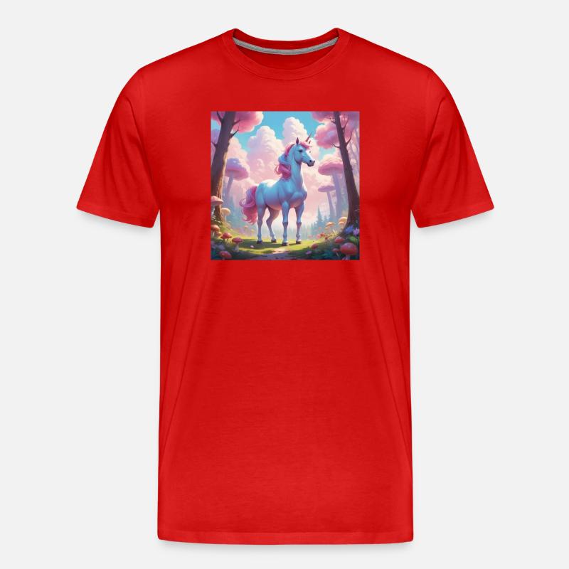 Einhorn im Zauberwald - Männer Premium Bio T-Shirt - Rot