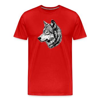 Wolf Motiv Wölfe Wolfsrudel Grauer Wolfshund Wolfs - Männer Premium Bio T-Shirt - Rot - Vorne - Damien (186cm)