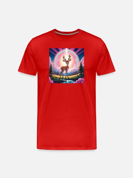 Deer with rainbow - Men's Premium Organic T-Shirt - red
