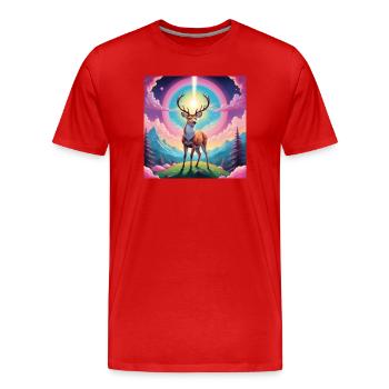 Cerfs sur la montagne - T-shirt bio Premium Homme - rouge - Devant - Damien (186cm)