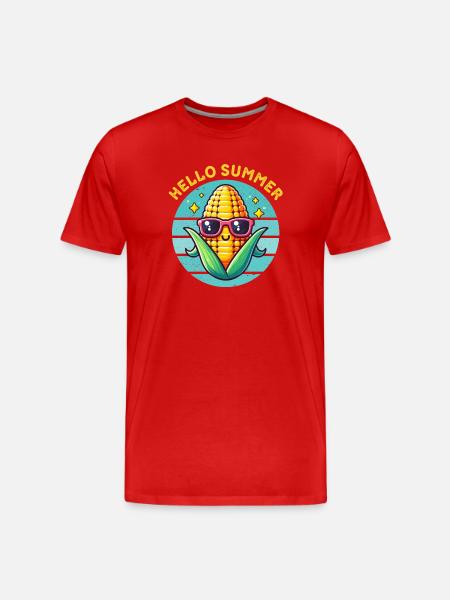 Hallo Sommer - Männer Premium Bio T-Shirt - Rot