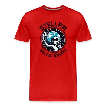 Alien Selfie : une pause selfie stellaire ! - T-shirt bio Premium Homme - rouge - Devant - Damien (186cm)