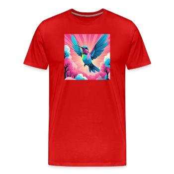 Hummingbird - Men's Premium Organic T-Shirt - red - Front - Damien (186cm)
