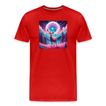 Cerfs sur la montagne - T-shirt bio Premium Homme - rouge - Devant - Damien (186cm)