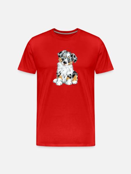 Australian Shepherd Dog Aussie - Men's Premium Organic T-Shirt - red