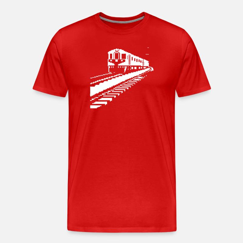 Eisenbahn Pixelkunst - Männer Premium Bio T-Shirt - Rot