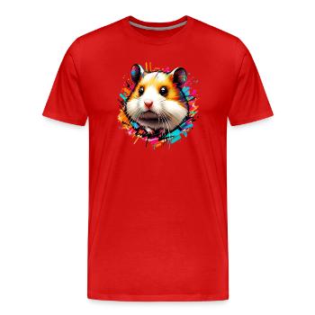 Hamster - T-shirt bio Premium Homme - rouge - Devant - Damien (186cm)