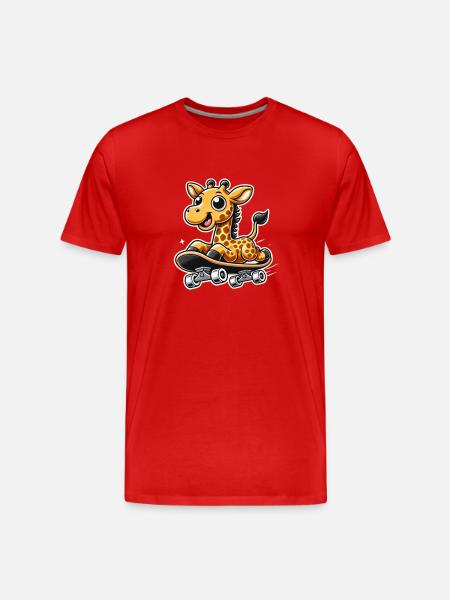 Giraffe Skateboarding - Men's Premium Organic T-Shirt - red