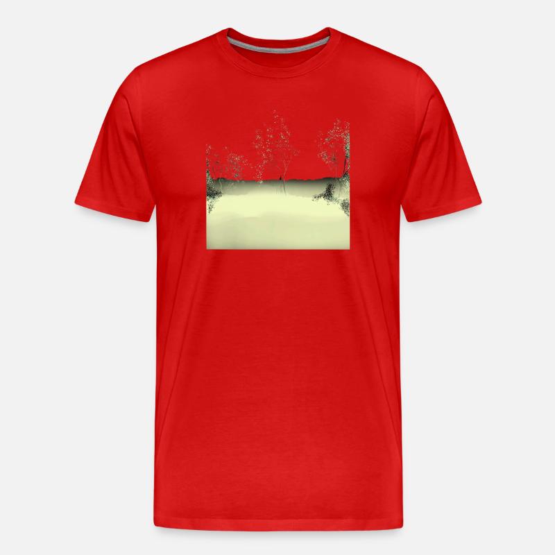 Mystischer Morgennebel im Wald - Männer Premium Bio T-Shirt - Rot