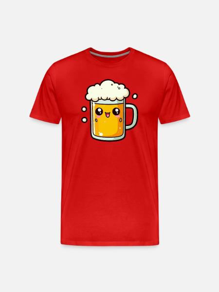 Comic Bier - Männer Premium Bio T-Shirt - Rot